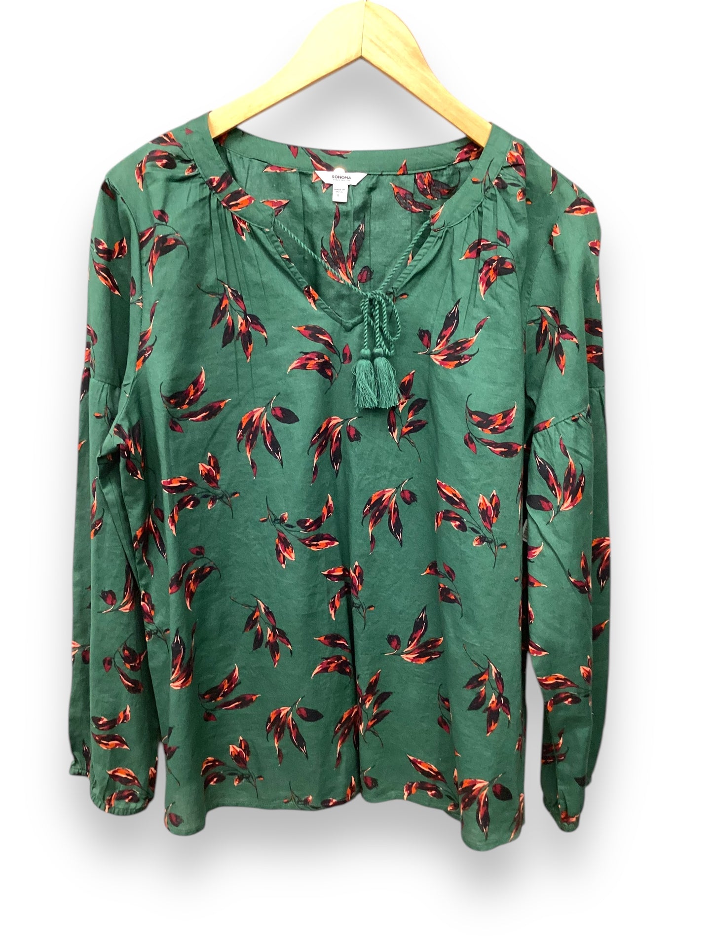 Top Long Sleeve By Sonoma In Green, Size: L